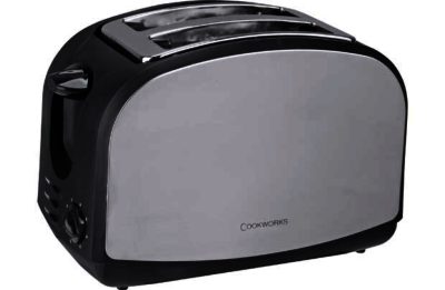 Cookworks Stainless Steel 2 Slice Toaster - Black.